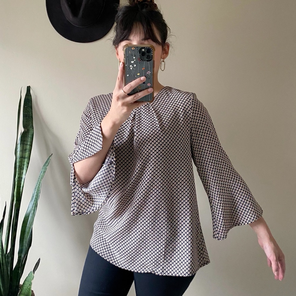 VINTAGE Boho / 70s Style Blouse with Bell Sleeves